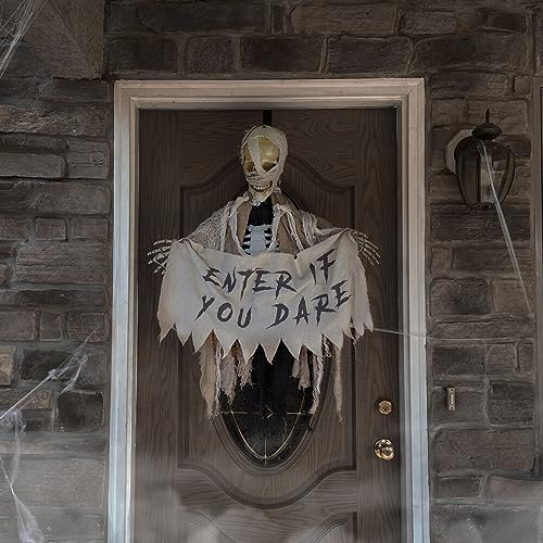 Scary Skeleton Mummy Greeter: Halloween Hanging Decoration