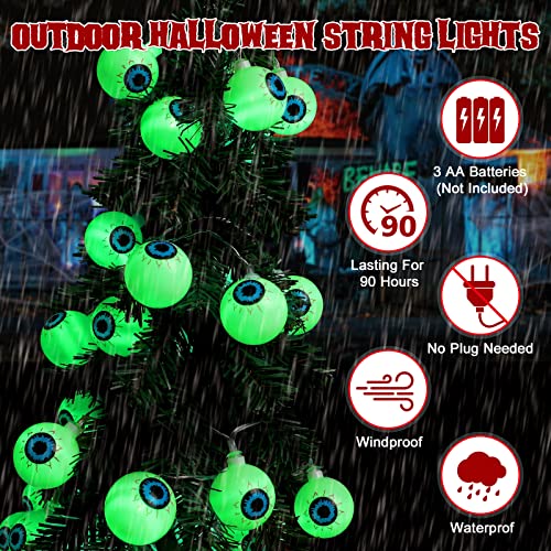 Eyeball Halloween String Lights - 19.7ft, Remote Controlled