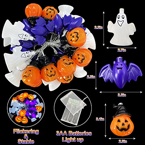 10Ft 30 LED Halloween Decor Lights: Ghost, Bat, Pumpkin