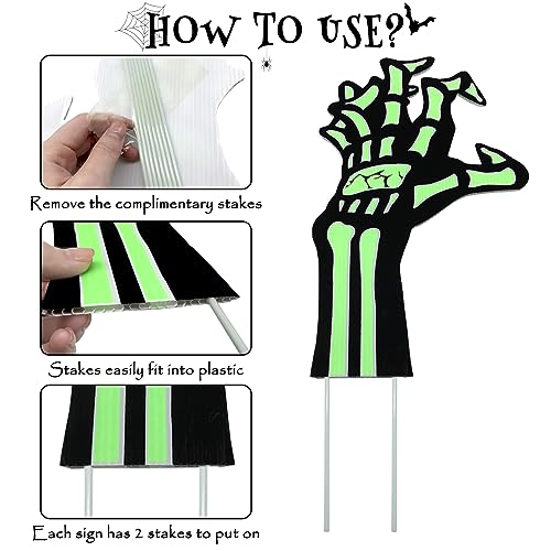 Halloween Decorations Outdoor Yard Signs Decor, 4PCS Black Zombie Hands Garden Lawn with Stakes, Scary Decoration Glow in the Dark for Halloween Lawn Signs Yard Decorations Supplies