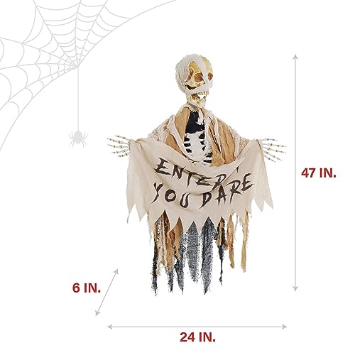 Scary Skeleton Mummy Greeter: Halloween Hanging Decoration