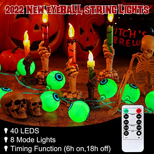 Eyeball Halloween String Lights - 19.7ft, Remote Controlled