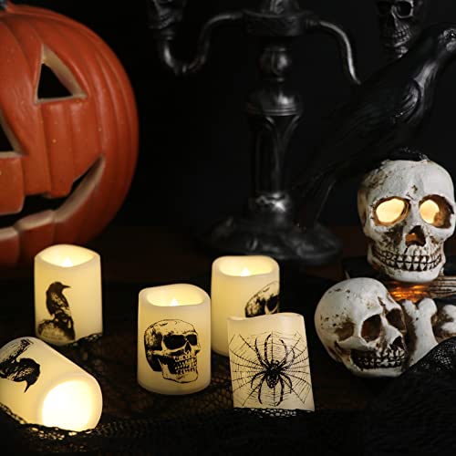 Halloween Flameless LED Votive Candles with Spooky Decals