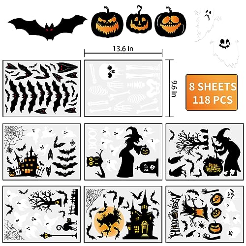 Double-Sided Halloween Window Clings - 8-Sheet Decoration Set
