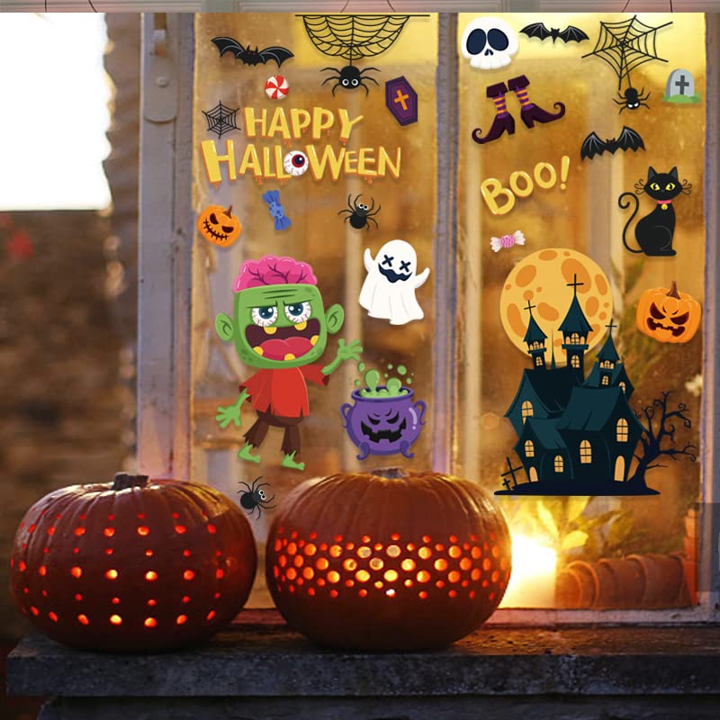Cute Halloween Window Clings - 68 Pcs