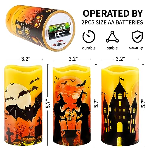 Spooky Halloween LED Wax Candles with Timer