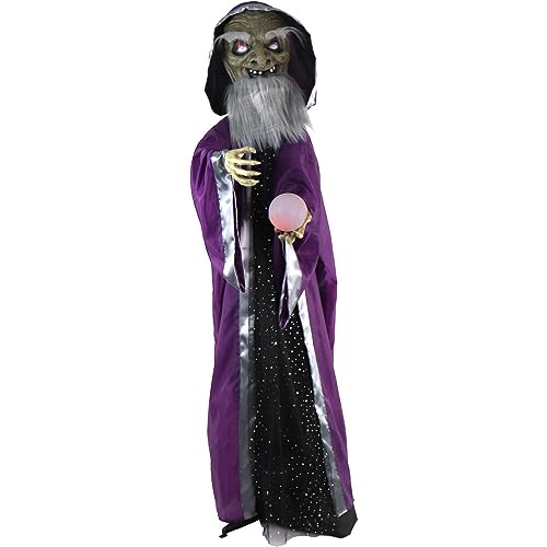 Spooky Talking Wizard with Moving Crystal Ball for Halloween