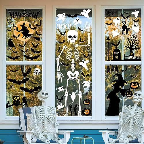 Double-Sided Halloween Window Clings - 8-Sheet Decoration Set