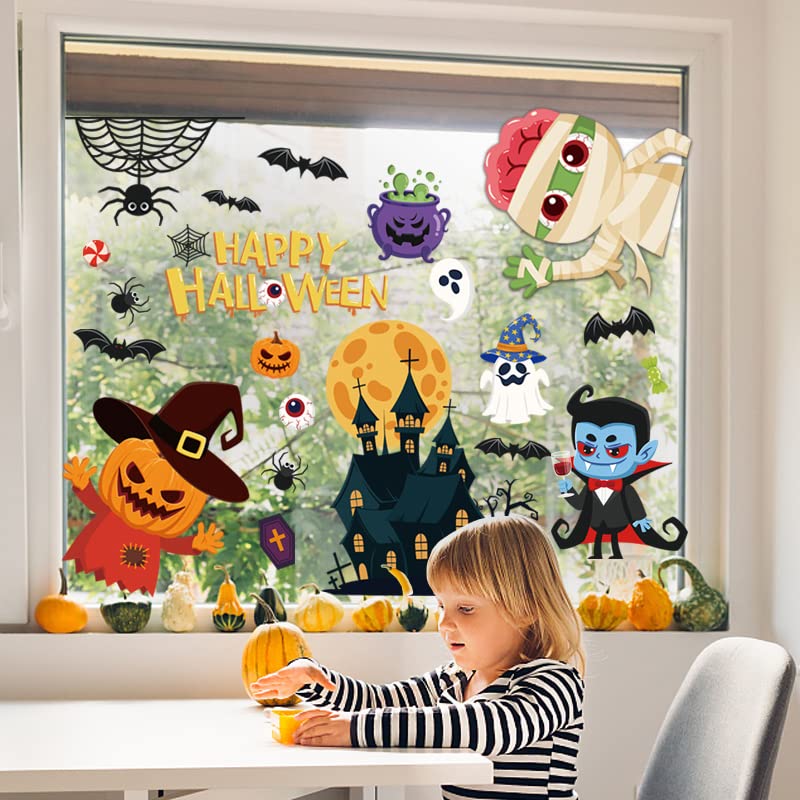 Cute Halloween Window Clings - 68 Pcs