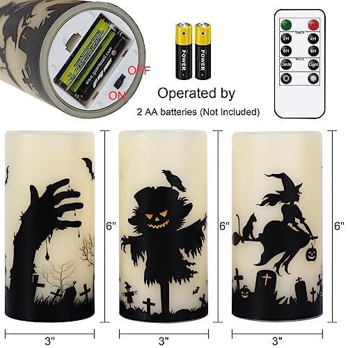 Halloween LED Flameless Pillar Candles - Scarecrow Witch