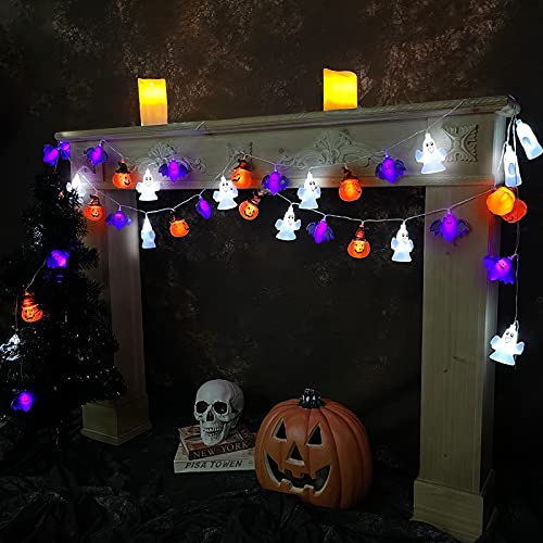 10Ft 30 LED Halloween Decor Lights: Ghost, Bat, Pumpkin