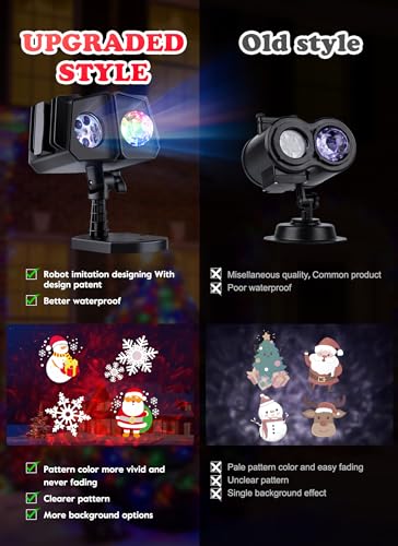 Minetom Halloween Christmas Projector Lights Outdoor 26 HD Effects (3D Ocean Wave + Patterns) Waterproof with Timer Landscape Lights for Indoor Holiday Christmas Night Disco Party, RGB + Multicolor