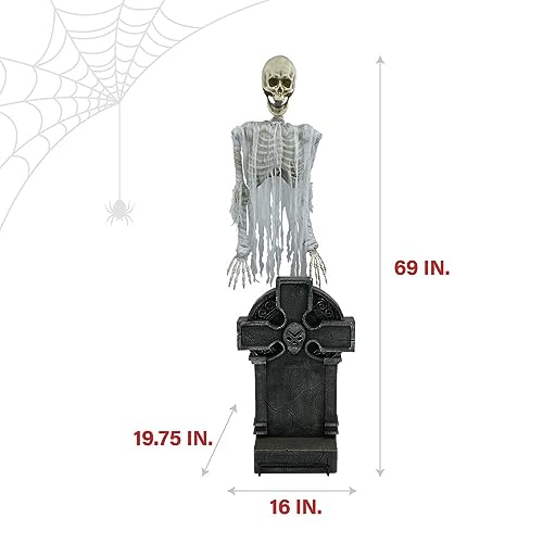 Floating Skeleton Ghost Over Tombstone - Halloween Animatronic