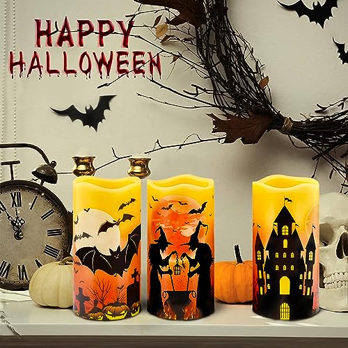 Spooky Halloween LED Wax Candles with Timer
