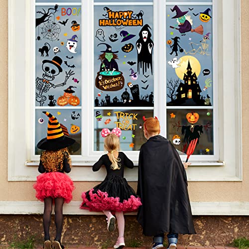 671PCS Happy Halloween Window Clings, 10 Double-Sided Sheets