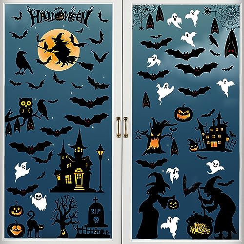 Double-Sided Halloween Window Clings - 8-Sheet Decoration Set