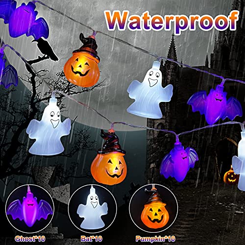 10Ft 30 LED Halloween Decor Lights: Ghost, Bat, Pumpkin