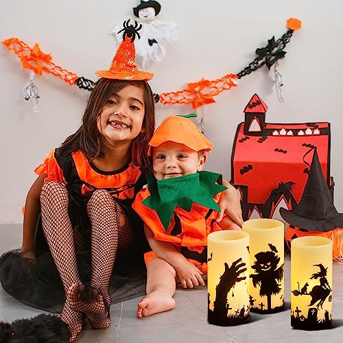 Halloween LED Flameless Pillar Candles - Scarecrow Witch