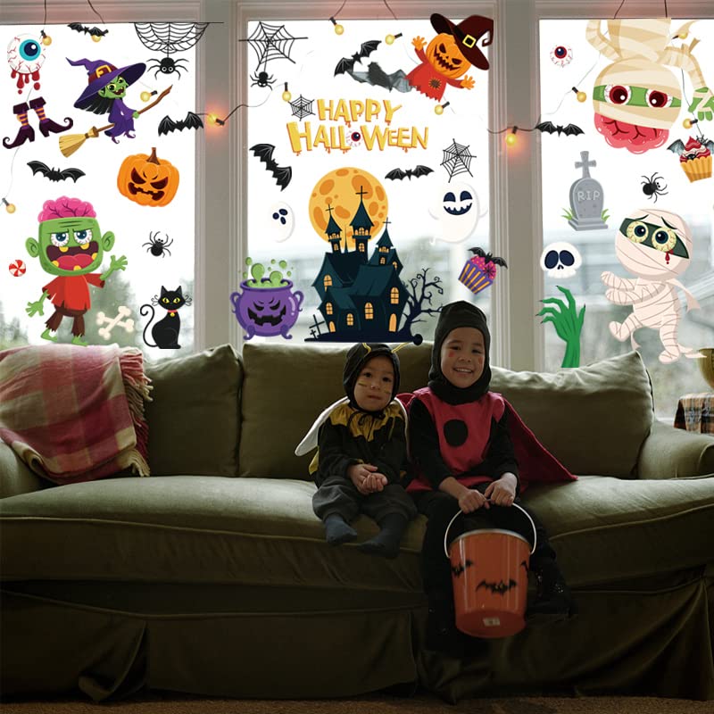 Cute Halloween Window Clings - 68 Pcs