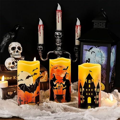 Spooky Halloween LED Wax Candles with Timer