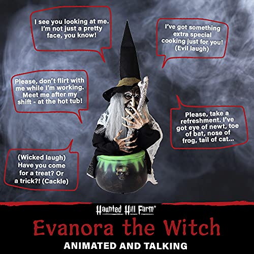 Scary Talking Witch with Cauldron, Halloween Decoration