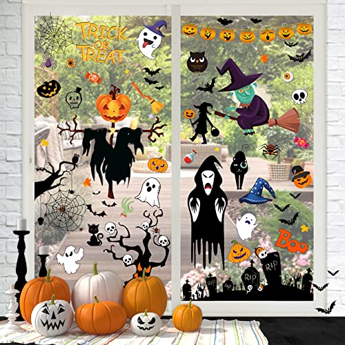 671PCS Happy Halloween Window Clings, 10 Double-Sided Sheets