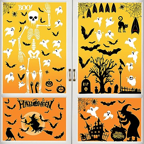 Double-Sided Halloween Window Clings - 8-Sheet Decoration Set