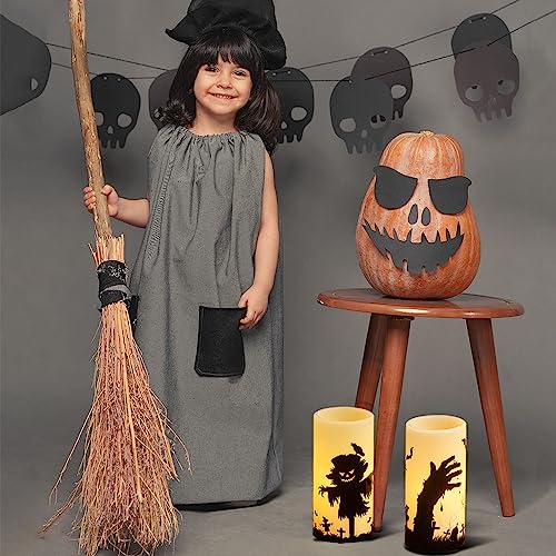 Halloween LED Flameless Pillar Candles - Scarecrow Witch