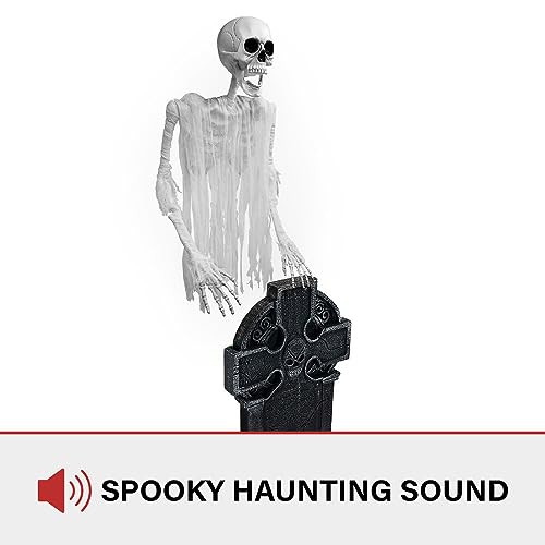 Floating Skeleton Ghost Over Tombstone - Halloween Animatronic