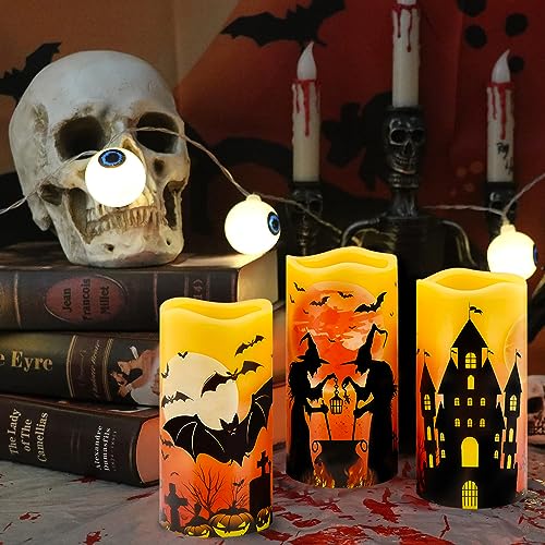 Spooky Halloween LED Wax Candles with Timer