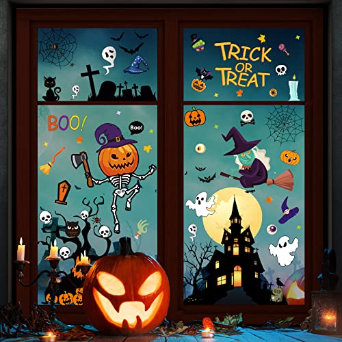 671PCS Happy Halloween Window Clings, 10 Double-Sided Sheets