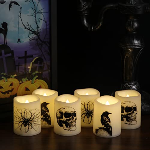 Halloween Flameless LED Votive Candles with Spooky Decals