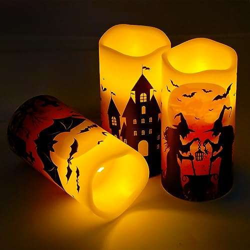 Spooky Halloween LED Wax Candles with Timer