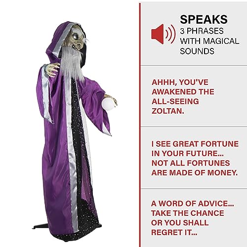 Spooky Talking Wizard with Moving Crystal Ball for Halloween