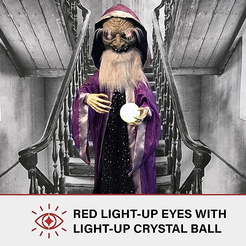 Spooky Talking Wizard with Moving Crystal Ball for Halloween