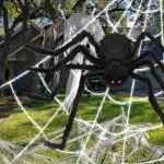 Halloween Decorations Outdoor, 200" Spider Web 60" Giant Spider with Extra Stretch Cobwebs and 10 Small Plastic Spiders, Halloween Outdoor Scary Decorations Yard Home Outside Parties House Décor