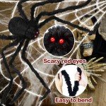 Halloween Decorations Outdoor, 200" Spider Web 60" Giant Spider with Extra Stretch Cobwebs and 10 Small Plastic Spiders, Halloween Outdoor Scary Decorations Yard Home Outside Parties House Décor