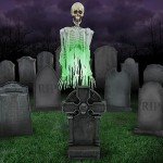 Floating Skeleton Ghost Over Tombstone - Halloween Animatronic