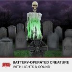 Floating Skeleton Ghost Over Tombstone - Halloween Animatronic