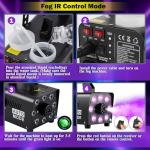 AGPTEK Smoke Machine, Fog Machine with 13 Colorful LED Lights Effect, 500W and 2000CFM Fog with 1 Wired Receiver and 2 Wireless Remote Controls, Perfect for Wedding, Halloween, Party and Stage Effect