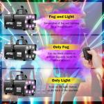 AGPTEK Smoke Machine, Fog Machine with 13 Colorful LED Lights Effect, 500W and 2000CFM Fog with 1 Wired Receiver and 2 Wireless Remote Controls, Perfect for Wedding, Halloween, Party and Stage Effect