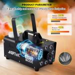 AGPTEK Smoke Machine, Fog Machine with 13 Colorful LED Lights Effect, 500W and 2000CFM Fog with 1 Wired Receiver and 2 Wireless Remote Controls, Perfect for Wedding, Halloween, Party and Stage Effect