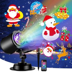 FLITI Brighter Halloween Decorations Projector Lights and Christmas Projector Outdoor 2023 Upgrade, 17 HD Effects (3D Ocean Wave & Patterns), 9 Holiday Projector Home Party Light Show