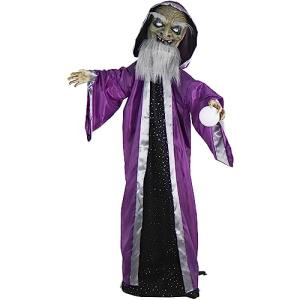 Spooky Talking Wizard with Moving Crystal Ball for Halloween