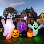 Halloween Inflatables Decorations: Ghost Cat Pumpkin - 8FT