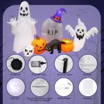 Halloween Inflatables Decorations: Ghost Cat Pumpkin - 8FT