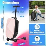 Kids & Adults Ride-On Luggage Scooter - Light Pink