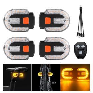 USB Charging Bike Turn Signals with Alarm - 4 Pack