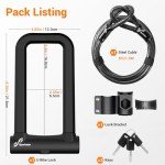 Sportneer Heavy Duty U Lock with Security Cable