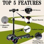 Kids 3-Wheel Foldable Electric Scooter with LCD
